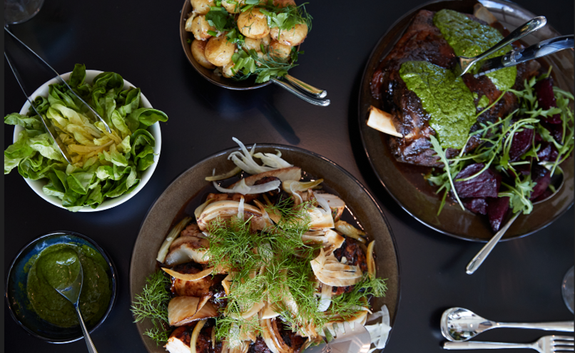 Top down shot of bowls of food